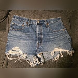 Levi's Classic Blue Ripped Jean Shorts